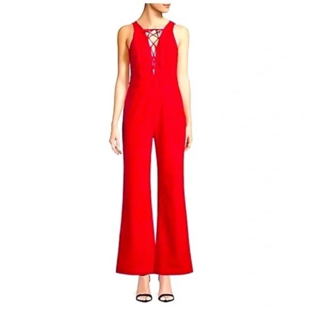 Red Lace-Up Dress Jumpsuit nwot